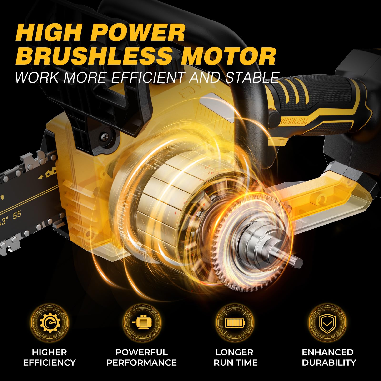 2-IN-1 Cordless 10-Inch Pole Saw & Chainsaw Compatible with DEWALT 20V MAX* Battery, Total Reach of Max 14.5ft, Electric Pole Saw for Tree Trimming Pruning (Tool Only-Battery & Charger not included)