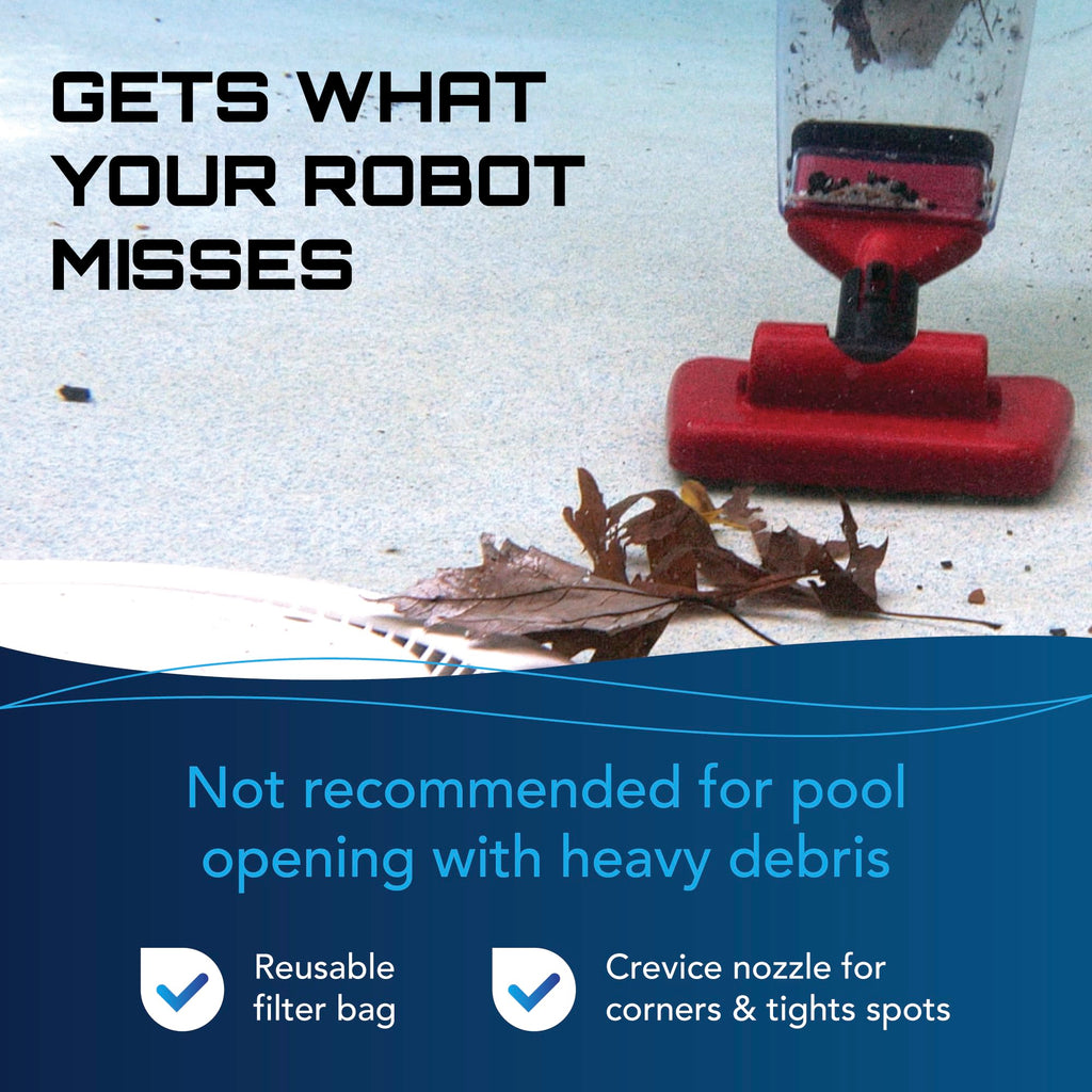 Pulse Cordless Pool Vacuum Rechargeable XL Debris Chamber 45 Pole 45 Min Runtime Red