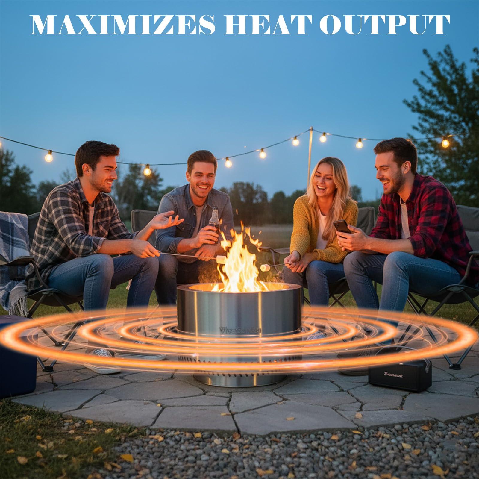 Open-Box New Vivagarden 19.5 Smokeless Wood Burning Fire Pit with Carry Bag Retail $85.00