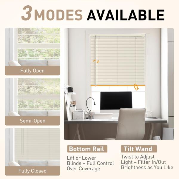No Drill Mini Horizontal Window Blinds  Shades 35 Wx48 H Cream