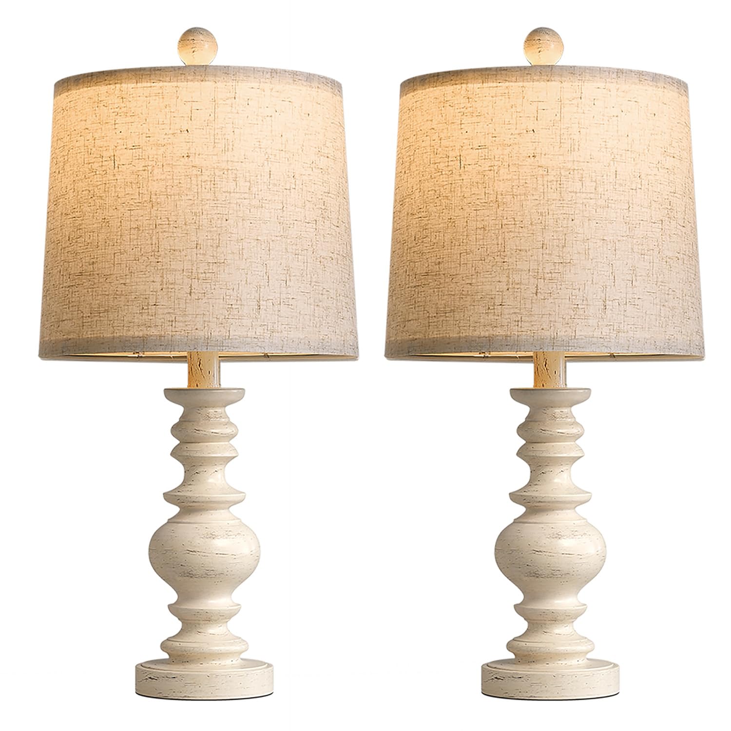 Open-Box New BOBOMOMO Tradition Rustic 20.5 Table Lamp Set of 2 with Linen Shade - Antique White.