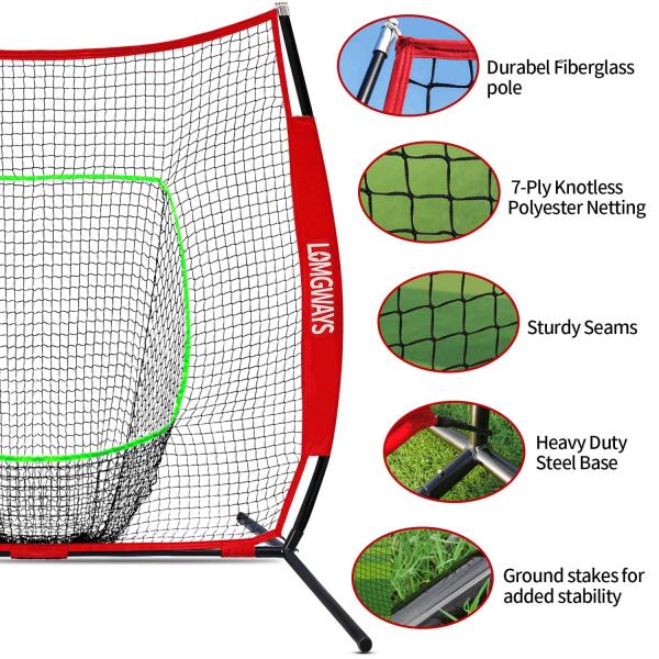 7x7ft Baseball and Softball Practice Net with Steel Frame and Carry Bag