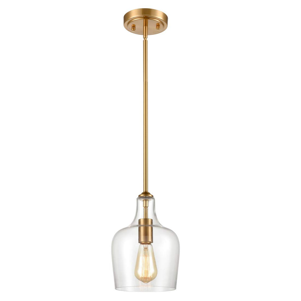 JEENKAE Modern Brass Glass Kitchen Pendant Lighting Rod-Hung Gold Pendant Light, 1-Light-1 Retail $83.00