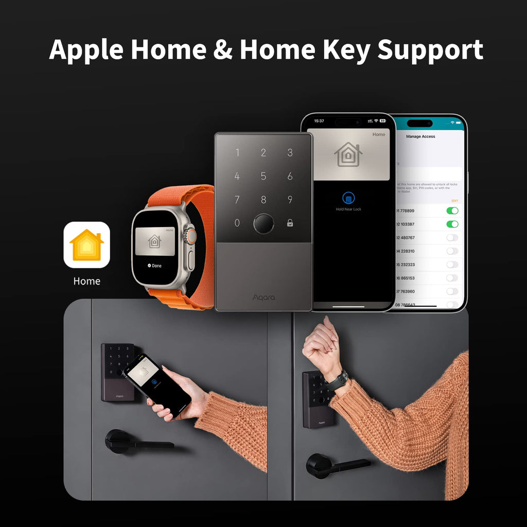 U100 Smart Fingerprint Keyless Entry Door Lock with Apple Home Key Touchscreen Bluetooth Gray Retail $134.00