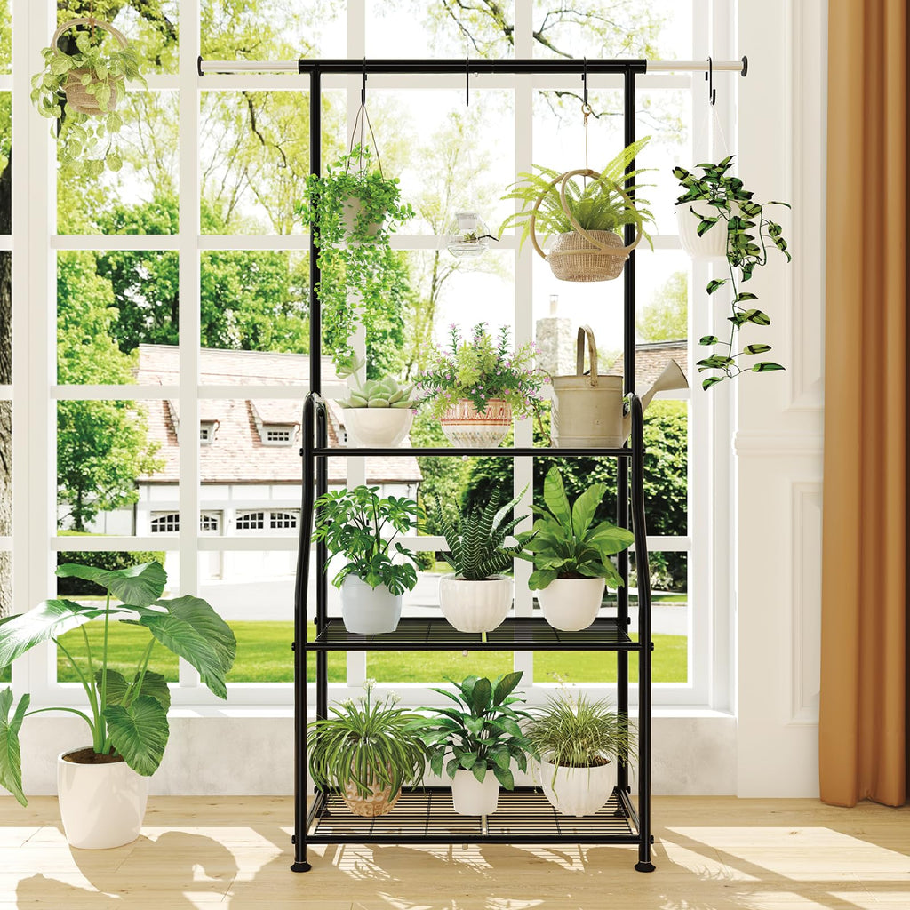 Heavy Duty 3-Tier Expandable Black Metal Plant Stand