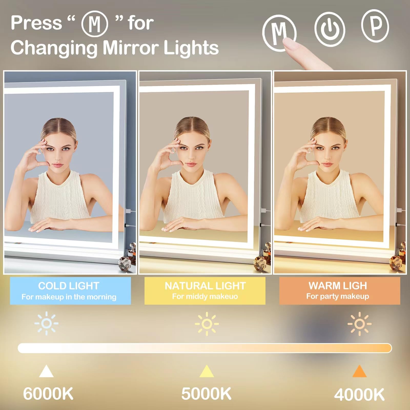 x 24 LED Makeup Vanity Mirror with 10X Magnification USB Charging Port and Dimmable 3 Modes Retail $88.00