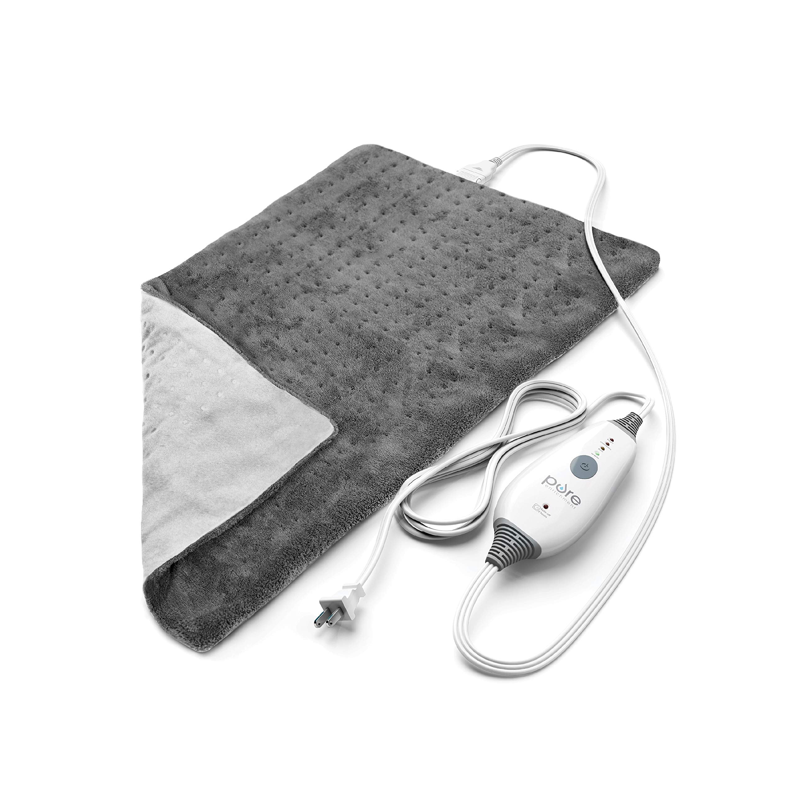 PureRelief Deluxe Heating Pad 12 x 24 4 InstaHeat Settings Gray