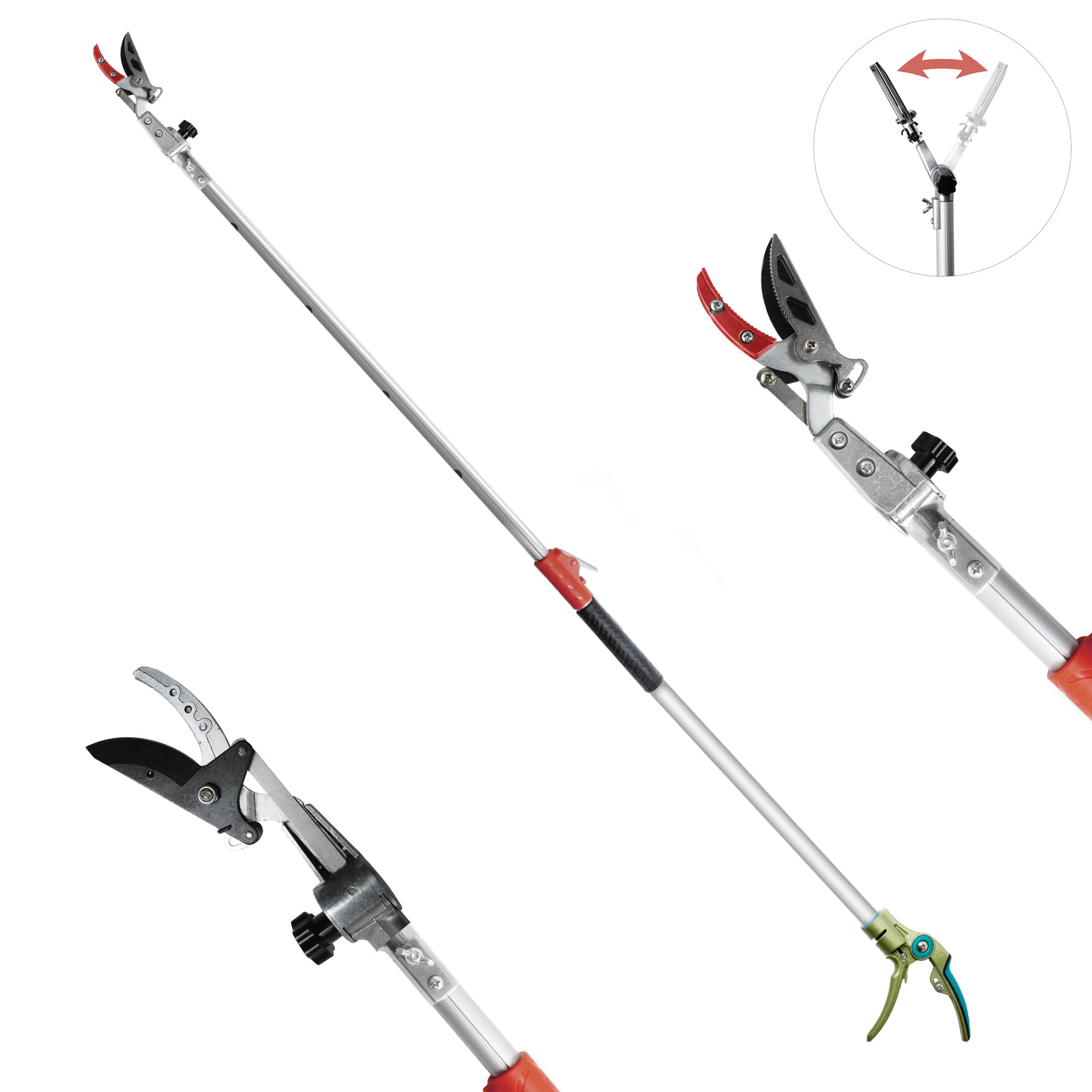 Garden Telescopic Pole Pruner 3.67-5.45 FT Extendable with Cut  Hold - Silver