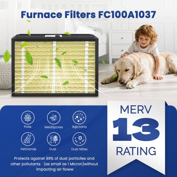 20x25x4 Air Filter MERV 13 Superior Pet  Allergy Defense Compatible with Honeywell FC100A1037