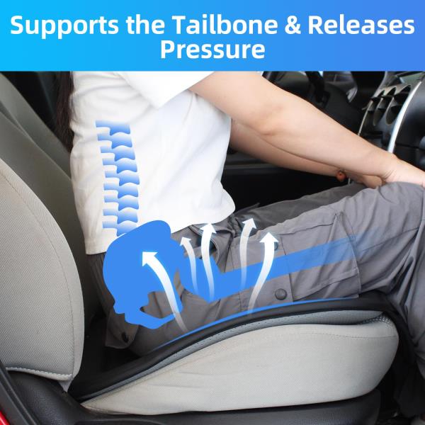 Memory Foam Car Seat Cushion Breathable Leather Anti-Slip Pad for Driving and Office Chair