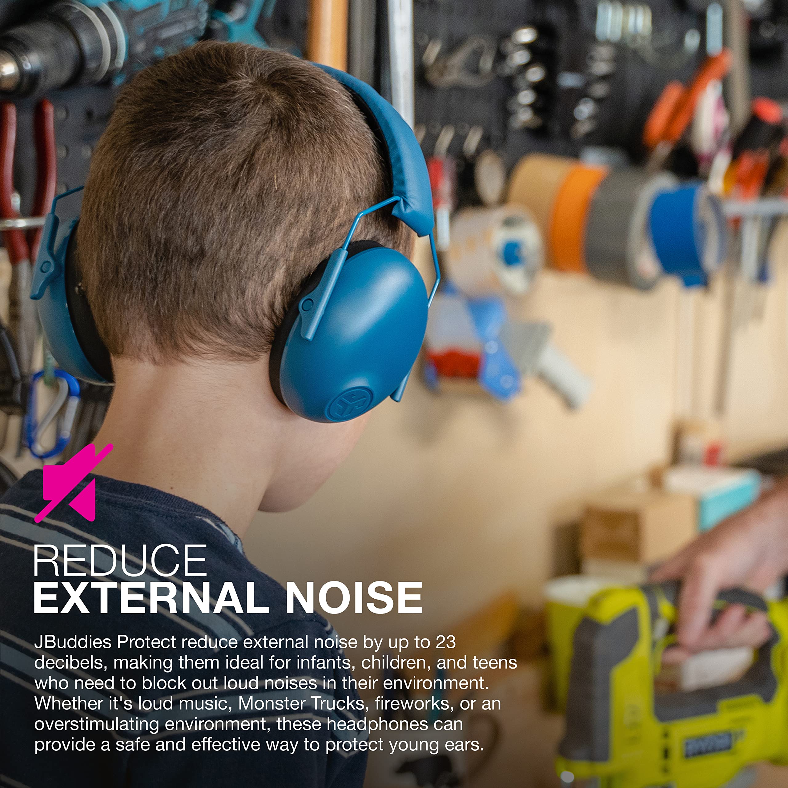JLab JBuddies Protect Navy Blue Earmuffs for Infants to Teens