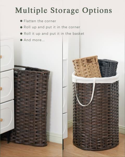 SETVSON Laundry Hamper with Lid 23.8 Gal (90 L) PE Rattan, Brown Retail $66.00