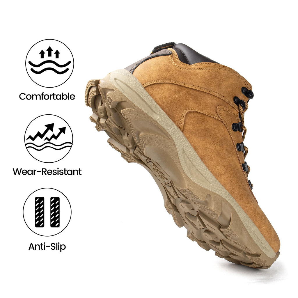 Mens Waterproof Non-Slip Mid Top Hiking Trekking Boots Wheat