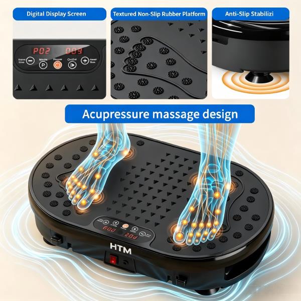 HTM Vibration Plate, Vibration Plate for Lymphatic Drainage, 9 Modes & 120 Speeds, Shake Plate with Resistance Bands Slot & Remote, 300 Lbs Load, Fat Burning Weight Loss Home Fitness Workout Retail $39.00
