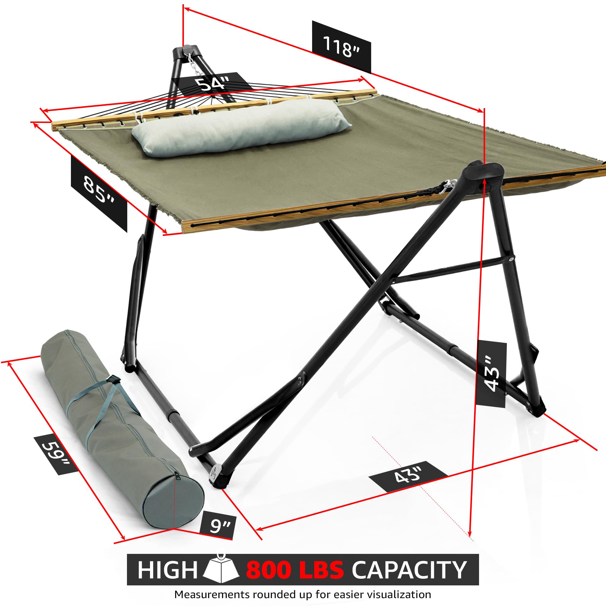 Unity Hammock with Stand 800 lbs Capacity Steel Double Hammock Sage 46 lbs
