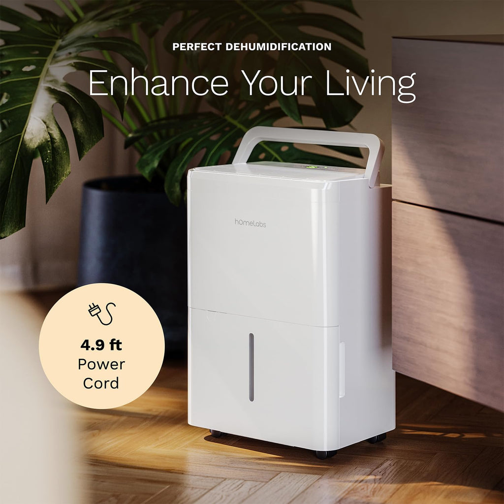 White Ultra Quiet Compact Wi-Fi Dehumidifier 8 Pint for 1800 Sq Ft