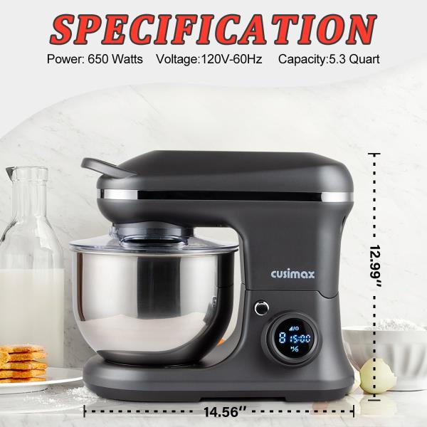 CUSIMAX Stand Mixer, 5.3 QT Tilt-Head Food Mixer with Bowl, 650W Retail $96.00