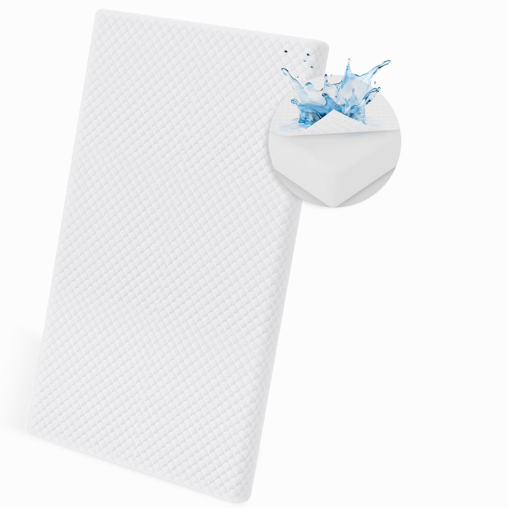 Waterproof High-Density Foam Pack and Play Crib Mattress 38x26 for Baby Toddler - White