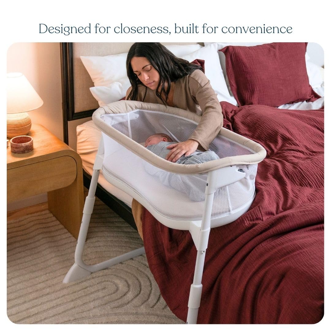 HALO BassiNest Baby Bedside Bassinet with Lowering Wall - Oat