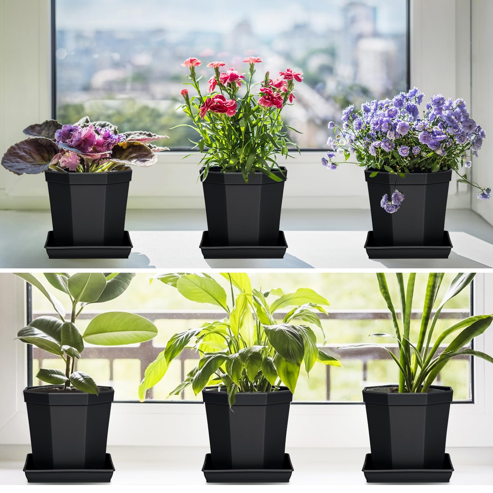LWALRS Square Plant Saucer 18 Inch 2 Pack, Plastic Plant Saucer, Garden Large Deep Plant Trays for Pots, Heavy Duty Plant Pot Saucers, Planters for Indoors and Outdoors Plants Black. Retail $39.00