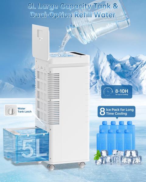 Portable Air Conditioners, Swamp Cooler Portable AC Unit for Room, Windowless Cooling Fan That Blow Cold Air w/Remote 5L Tank 12 Speeds 9H Timer, Evaporative Air Cooler for Bedroom Garage (White) Retail $92.00