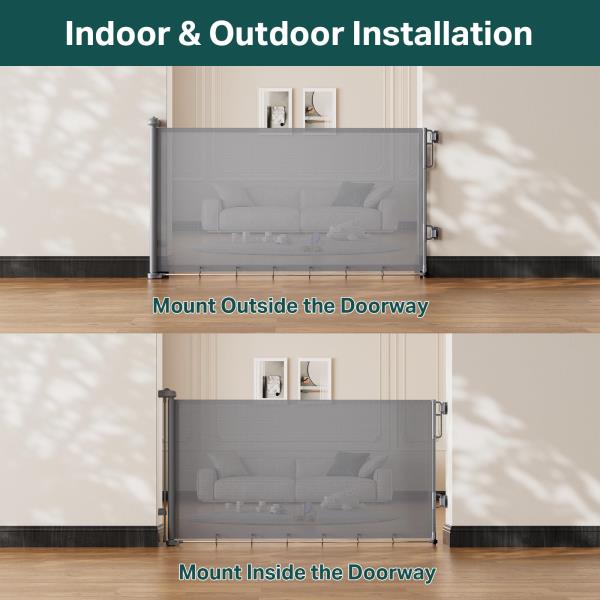 Cumbor 37-55" Retractable Baby Gates for Stairs & Doorways, Gray Retail $31.00
