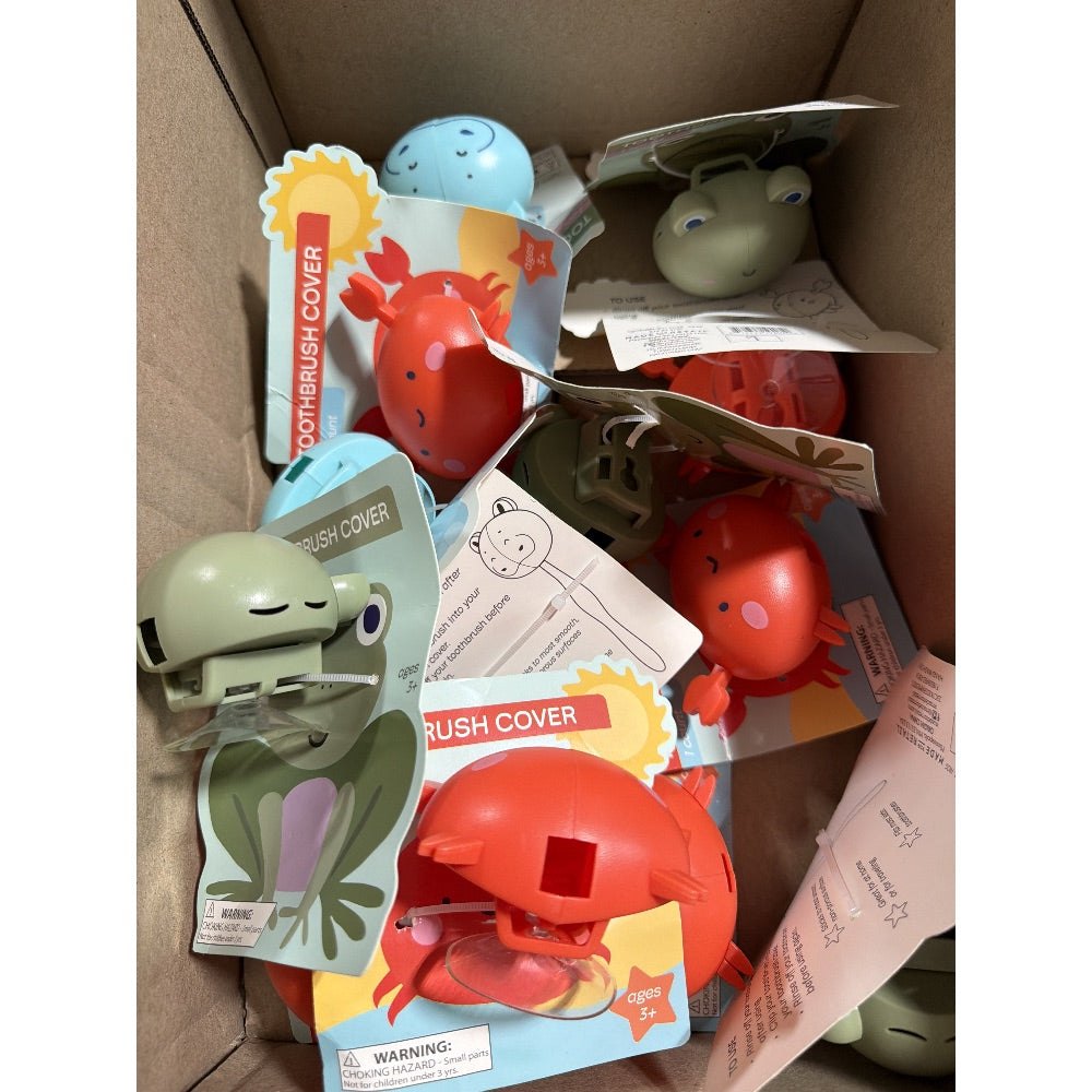 Red Crab Kids Bathroom Set with Toothbrush Covers Tube Squeezer and Topper