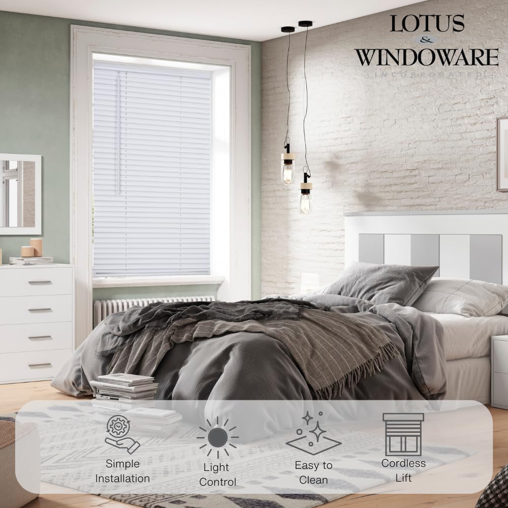 Cordless 1 Vinyl Light Filtering Mini Blind 35 W x 36 L White