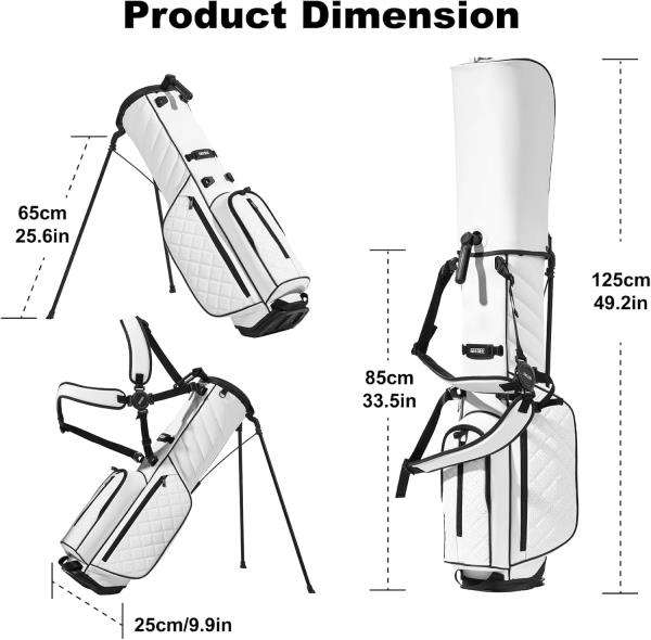 -Way Golf Stand Bag Premium PU Leather Lightweight Stand Bag
