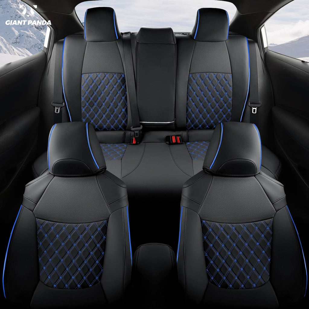 Open-Box New GIANT PANDA Faux Leather Car Seat Covers - Toyota Corolla 2020-2022 BlackBlue