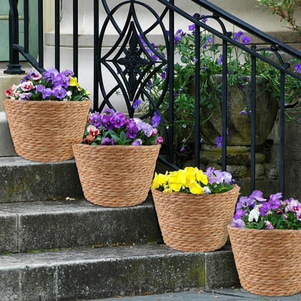 Pcs Large Premium Seagrass Planter Baskets with Plastic Lining 10.2x7.5x7.5