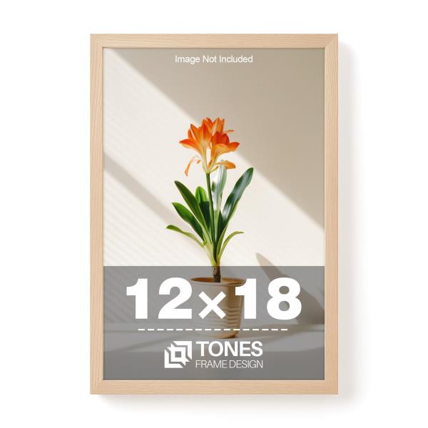 12x18 Poster Frame Natural Wood with Plexiglass 1 Pack