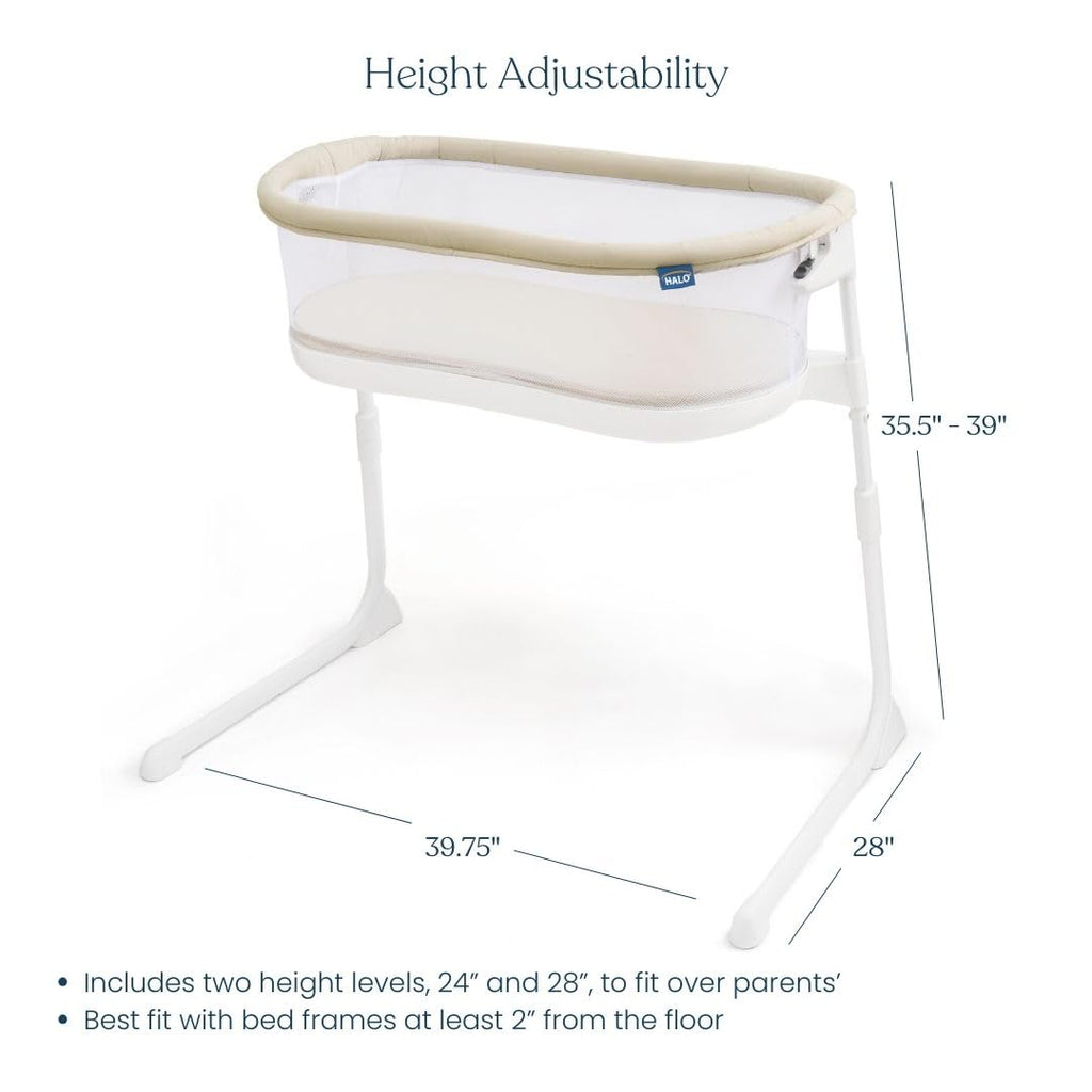HALO BassiNest Baby Bedside Bassinet with Lowering Wall - Oat