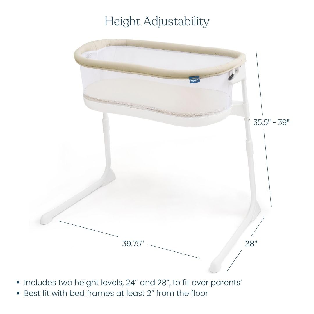 HALO BassiNest Baby Bedside Bassinet with Lowering Wall - Oat