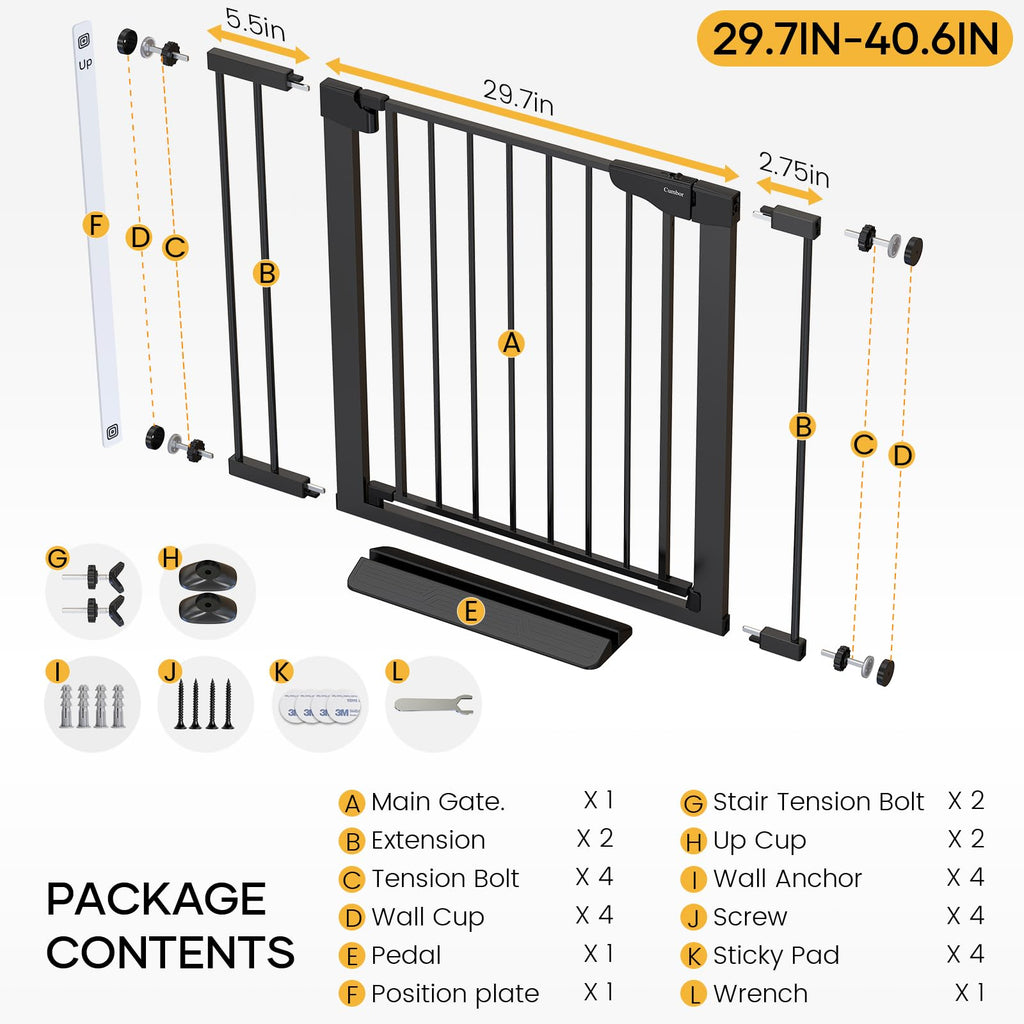 Cumbor Black Baby Gate 29.7-40.6in Wide $82.00 Retail $82.00