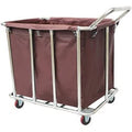 Commercial Laundry Cart with Metal Frame and Wheels - Image 1