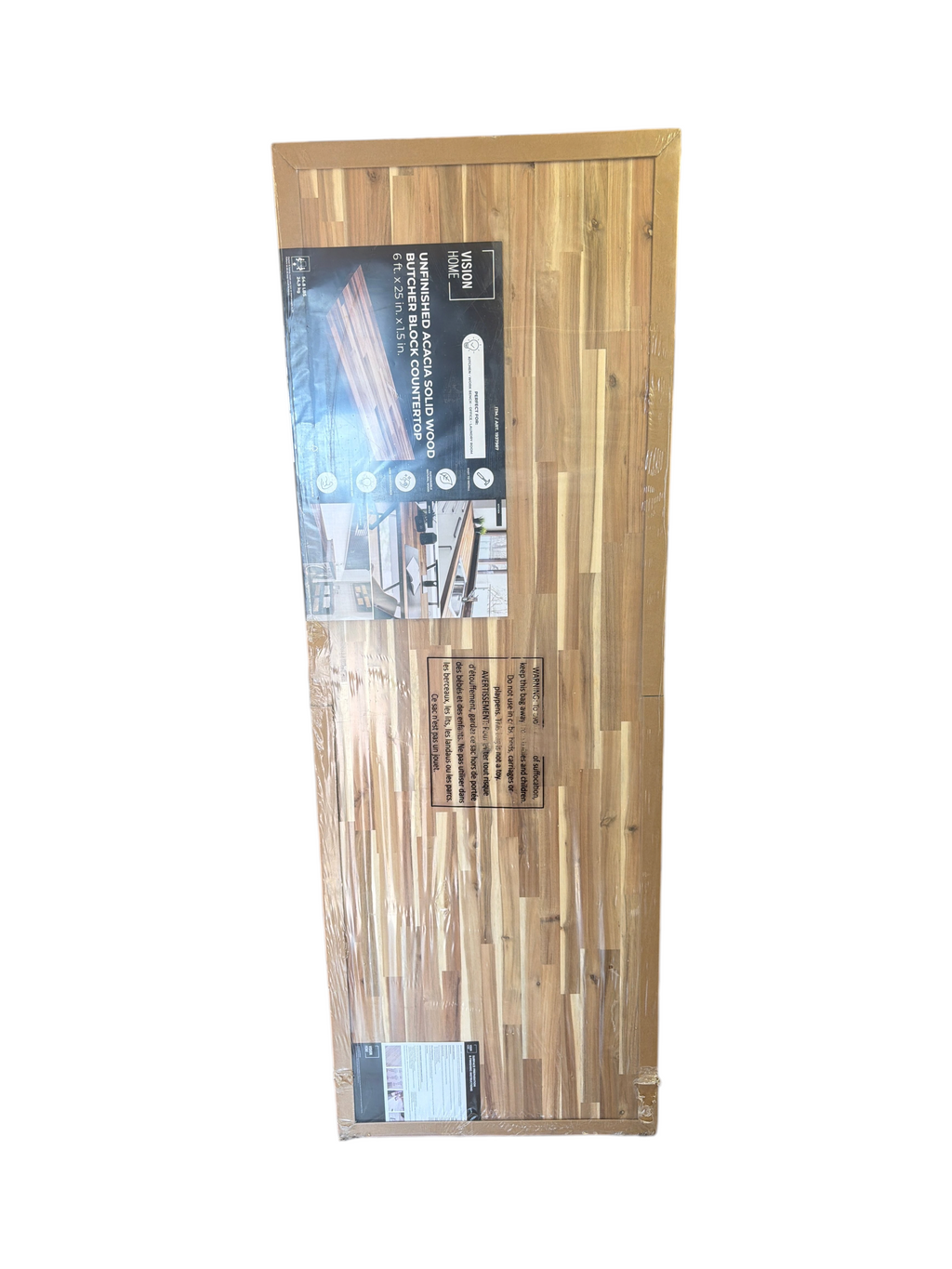 Vision Home Acacia Butcher Block Countertop 6ft x 25in x 1.5in - Image 1