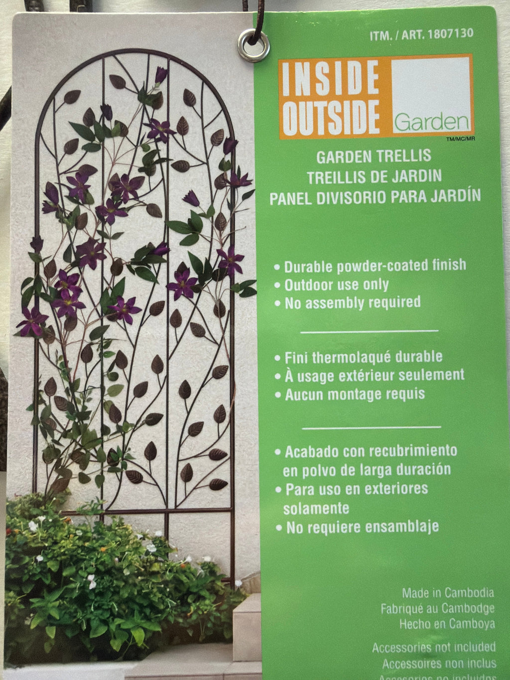 Inside Outside Garden Trellis Durable Powder-Coated Finish - Image 1