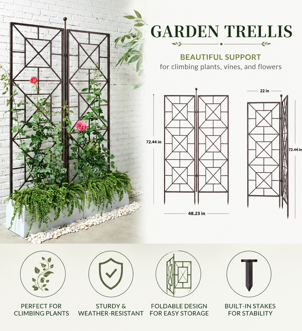 Garden Trellis for Climbing Plants 72.44" x 48.23" - Image 1