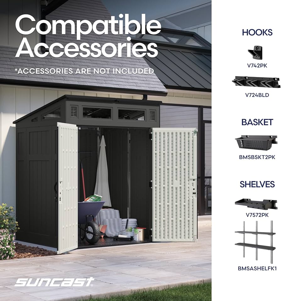 Suncast Modernist 6x5-ft All-Weather Storage Shed with Tool Hooks - Image 8