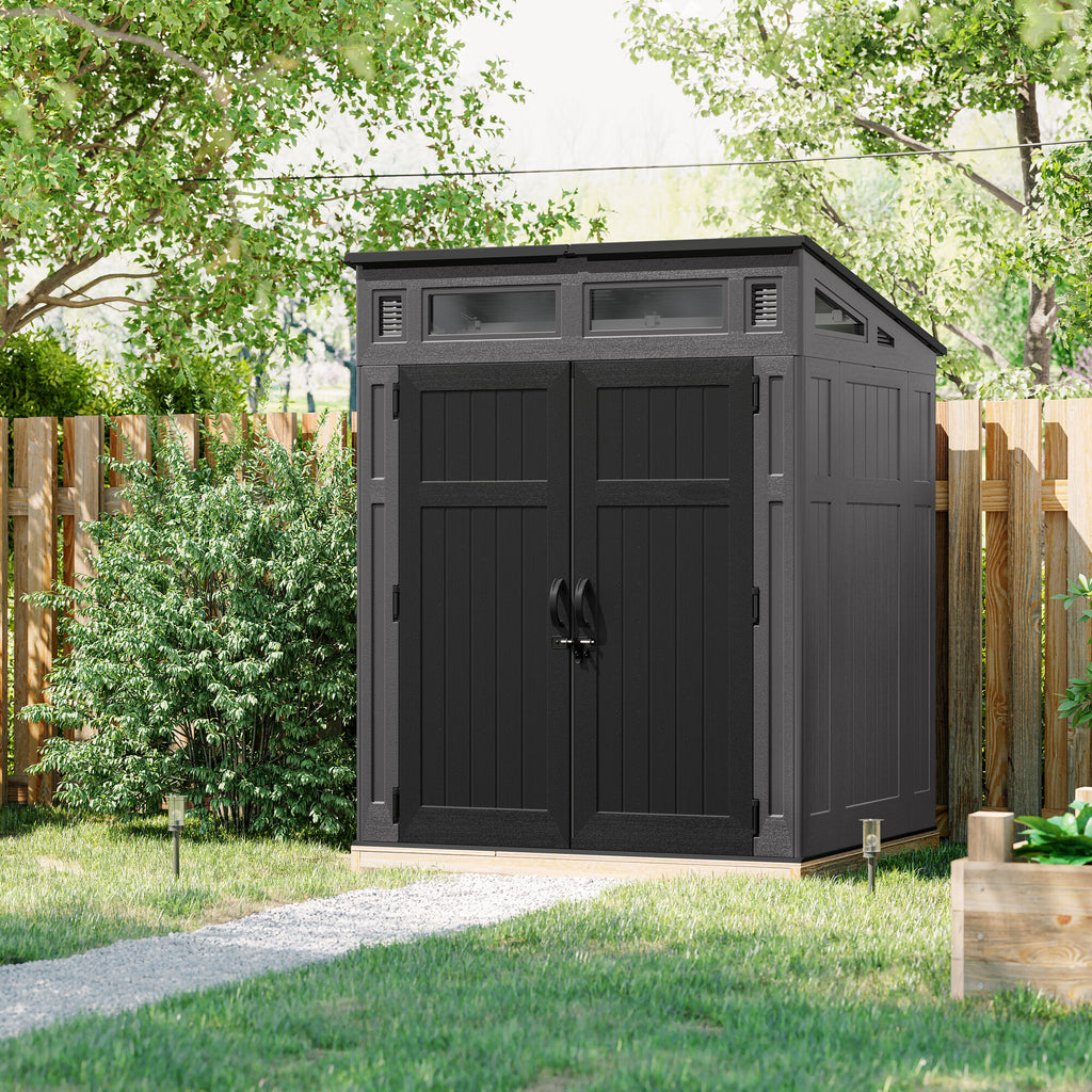 Suncast Modernist 6x5-ft All-Weather Storage Shed with Tool Hooks - Image 5