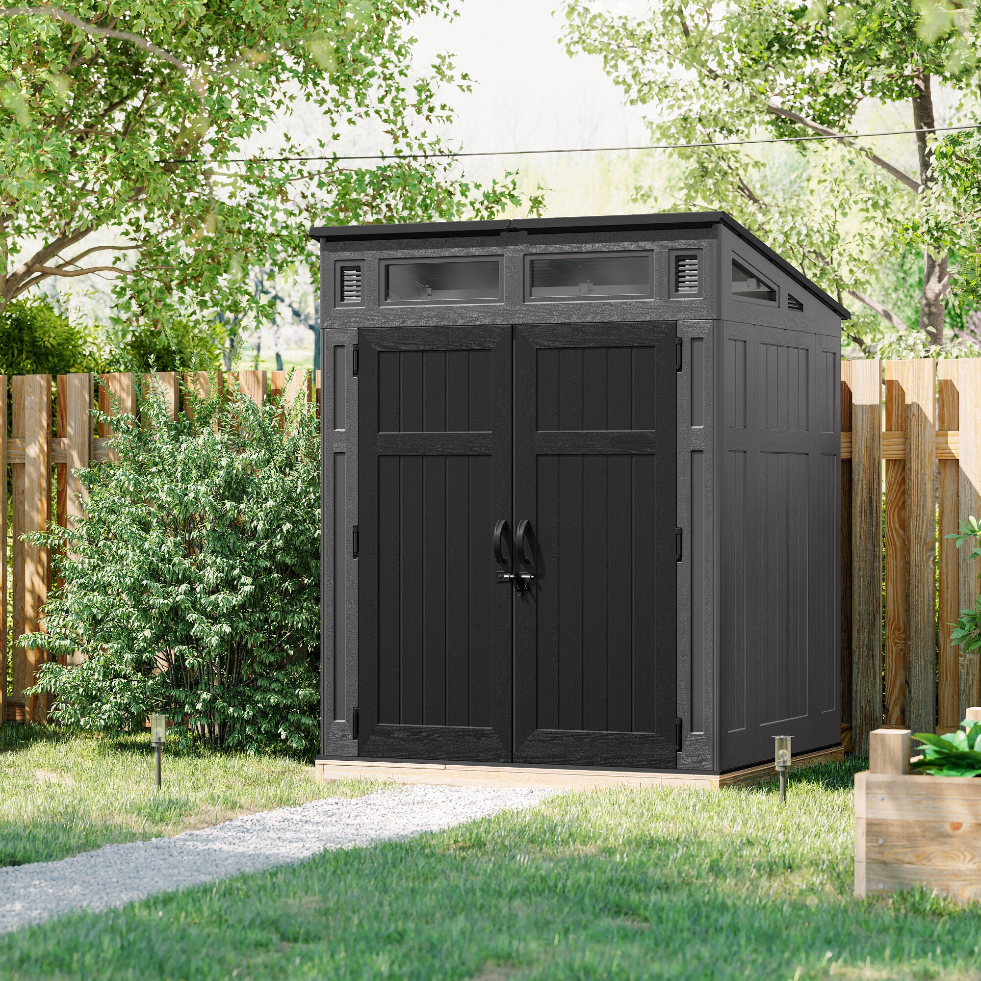 Suncast Modernist 6x5-ft All-Weather Storage Shed with Tool Hooks - Image 5