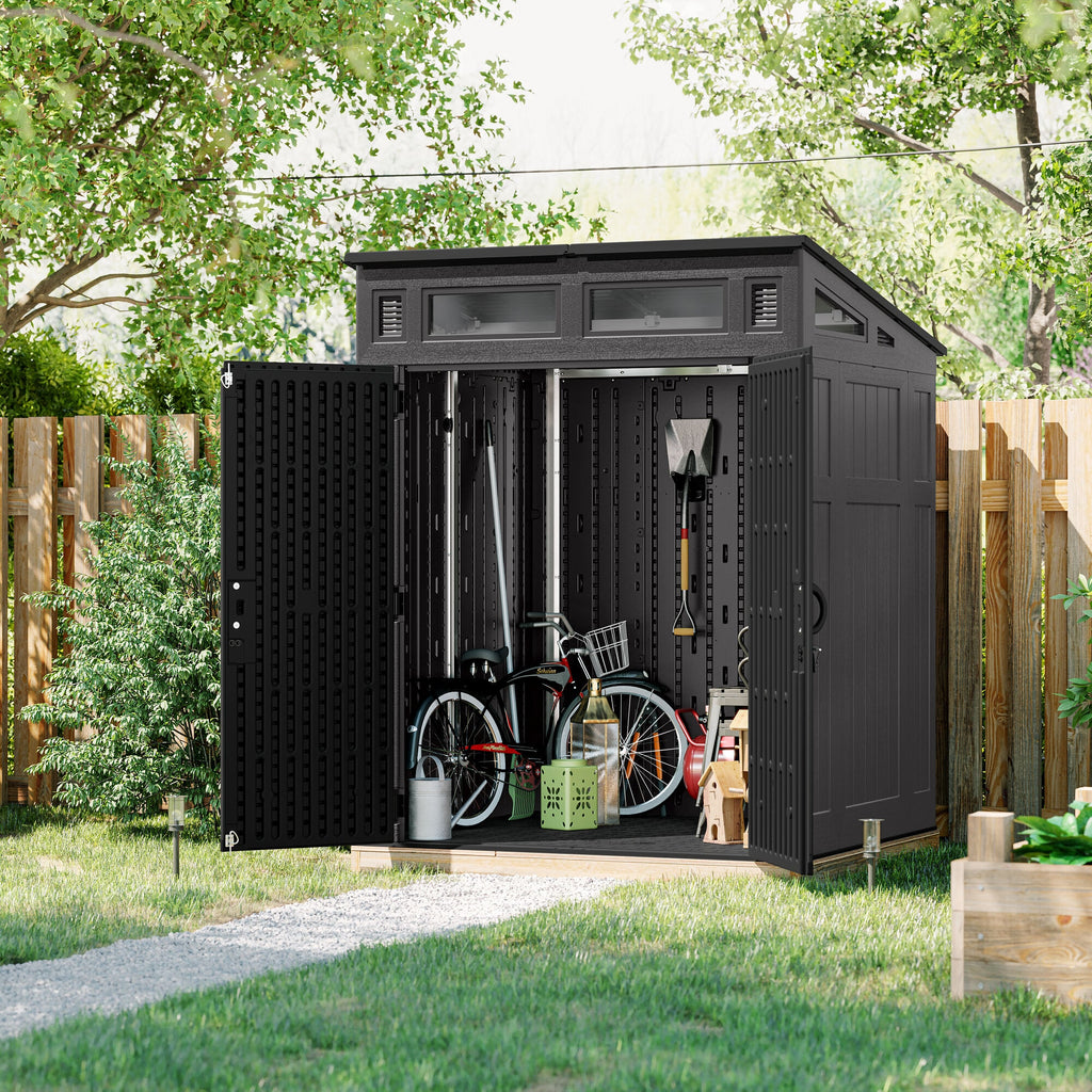 Suncast Modernist 6x5-ft All-Weather Storage Shed with Tool Hooks - Image 4