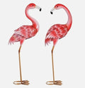Evergreen Solar LED Flamingo Garden Statues  Handcrafted Metal Outdoor Yard Decor with Solar Lights  Pink Flamingo Pair (2 Pack) - Image 1