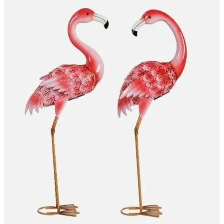 Evergreen Solar LED Flamingo Garden Statues  Handcrafted Metal Outdoor Yard Decor with Solar Lights  Pink Flamingo Pair (2 Pack) - Image 7