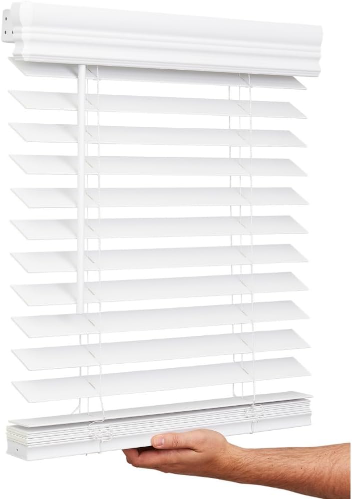 2" Cordless Faux Wood Blind - Bright White - Image 3