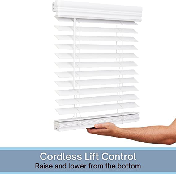 2" Cordless Faux Wood Blind - Bright White - Image 1