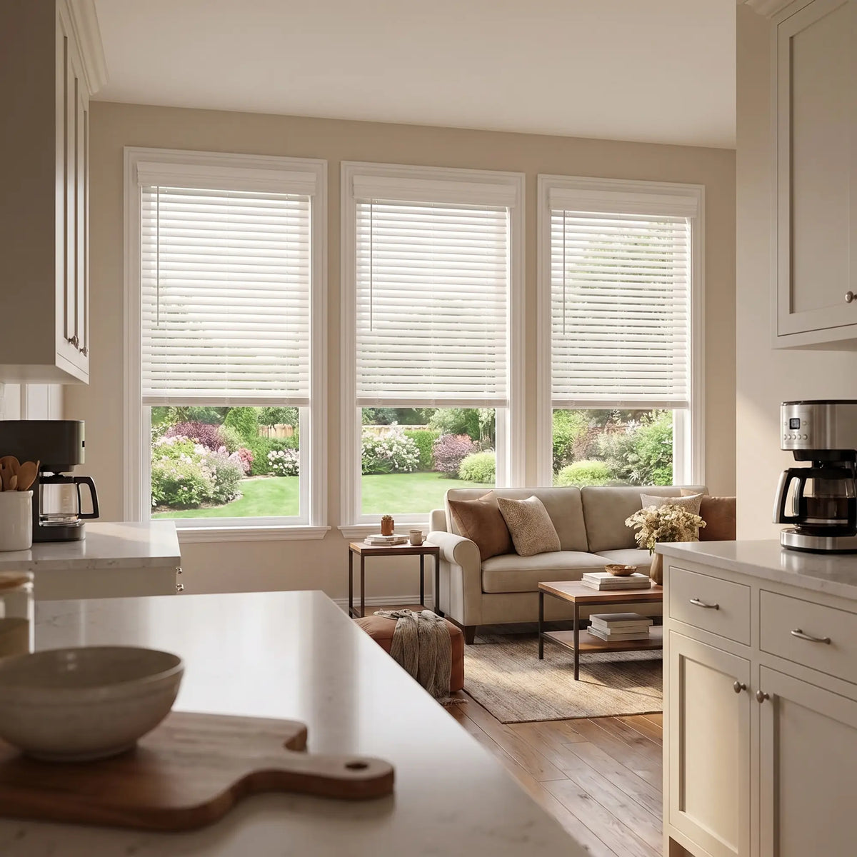 2" Cordless Faux Wood Blind - Bright White - Image 5