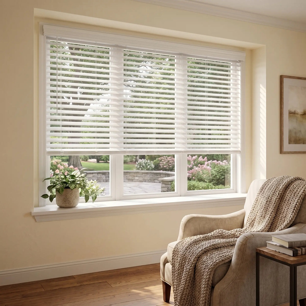 2" Cordless Faux Wood Blind - Bright White - Image 6