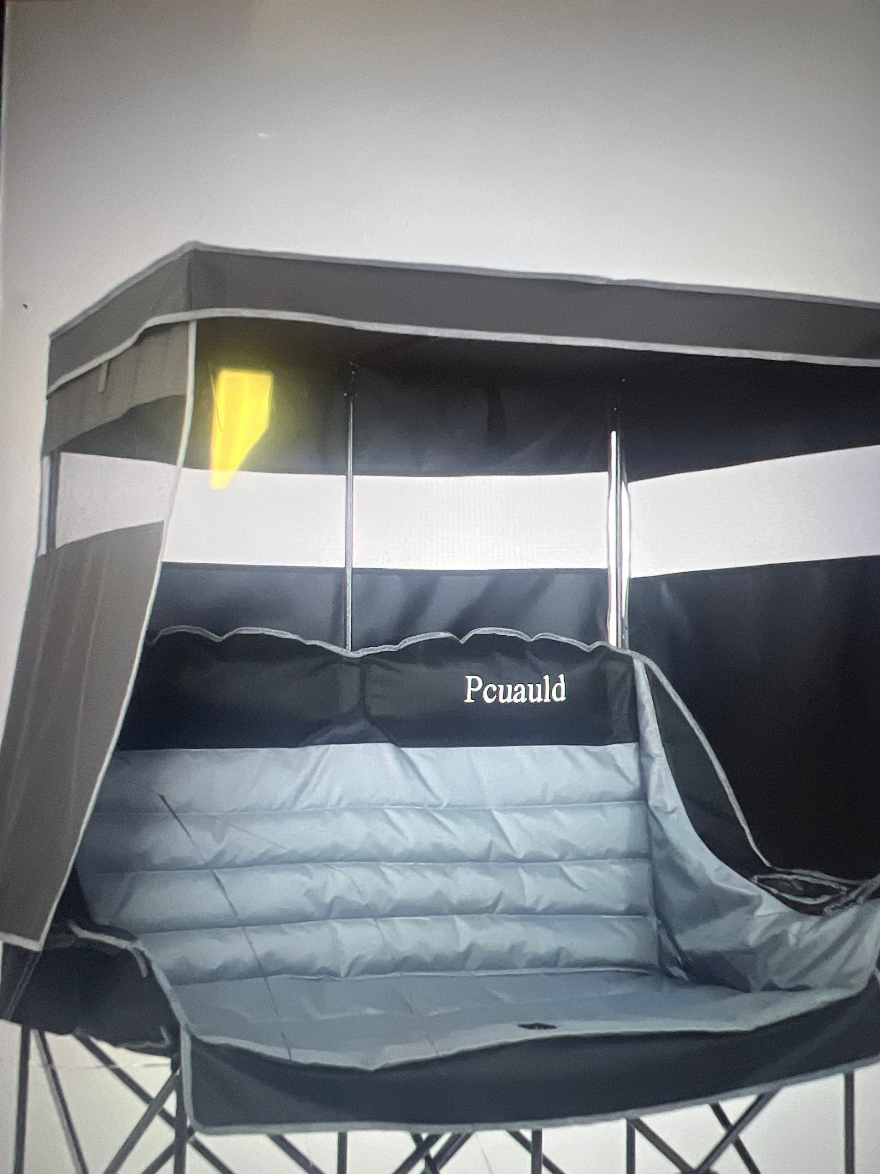 Pcuald 3-Seat Patio Swing with Canopy Black and Gray Outdoor - Image 1